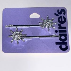 Claire’s Rhinestone Pinwheel Bobbie Pins, Pinwheel Size 1” x 1”